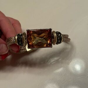 Women's Braided Bracelet with Amber Gemstone Accent
